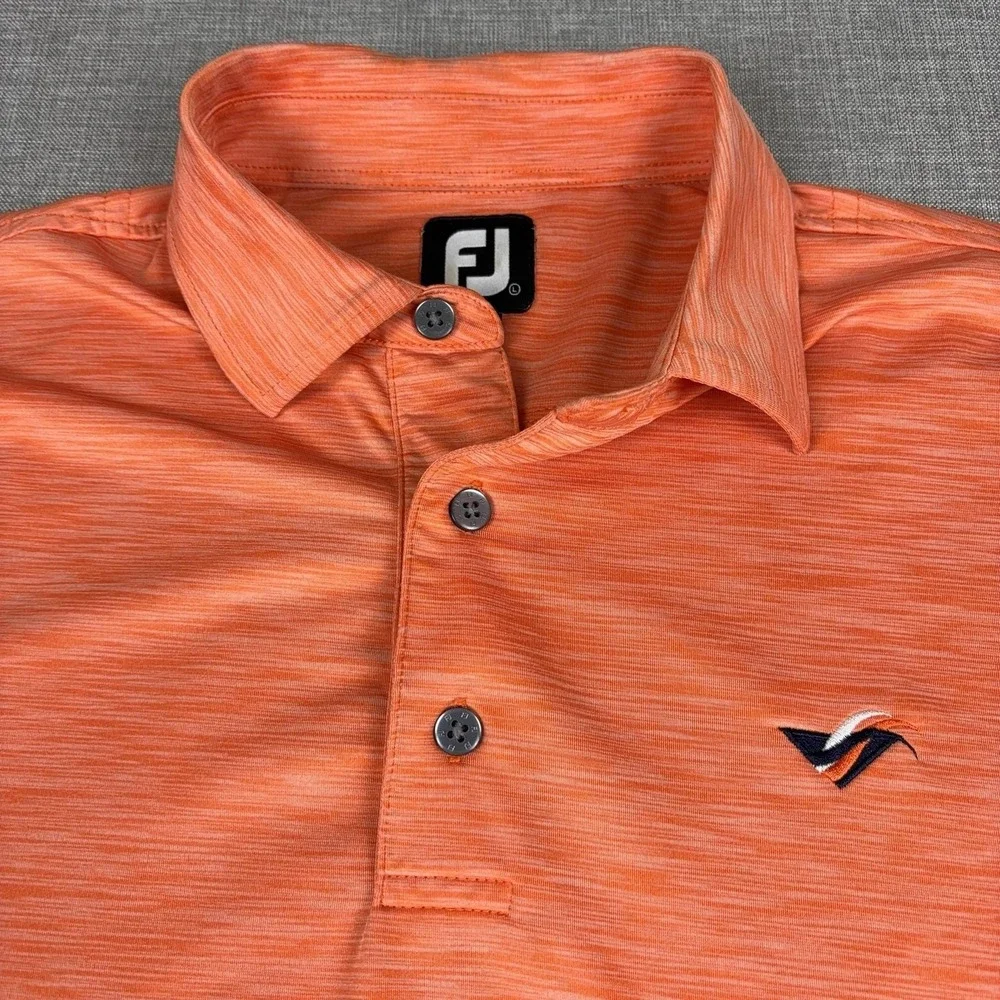 FootJoy Golf Polo Shirt Mens L Orange Stretch Jersey Short Sleeve Performance